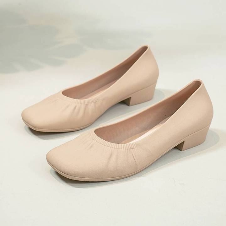 [ส่งเร็วพิเศษ!] รองเท้าคัชชู สีพื้น พื้นนิ่ม ใส่สบาย สำหรับผู้หญิง รุ่น ...