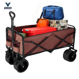 Folding Small Trailer Swivel Wheels Extended Picnic Trolley Multifunction Camper Cart for Tents Cooking Utensils Storage [Vodool Center]