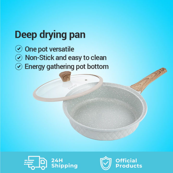 28cm NonStick Pan with Lid Aluminum Cookware Lightweight for Induction