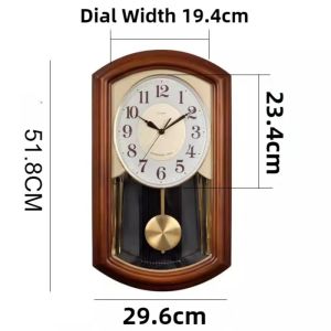 Sacesr Antique Wall Clock Wooden Wall Watch Silent Elegant Decorative Living Room Clocks Minimalist Luxury Aesthetic Pendulum Watches T4N8K