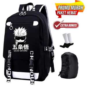 Tas Ransel Anak Desain Anime Sporty dengan Bonus Raincover - Bahan Oxford Tahan Air