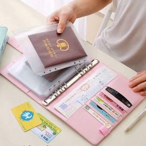 A5 PU Leather Budget Binder with Zipper Envelopes 6 Holes Budget Binder Set Money Organizer Storage School File Organizer Folder