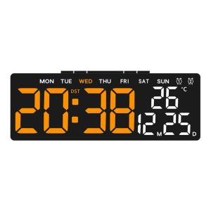 OPEAREY Wall-mounted Electronic Wall Clock Temperature Multi-functional Display Table Clock Home Digital LED Clocks for Bedroom