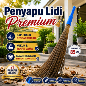 Penyapu Lidi Sawit Tradisional/Brush Lidi With Cover Plastic