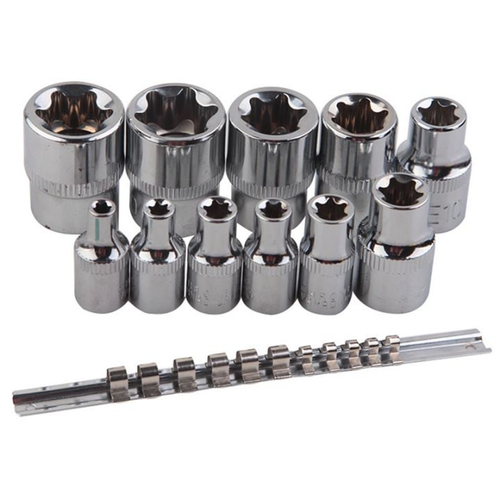 Female E-TORX Star Socket Set With Rail 11 Pcs Female External Star ...