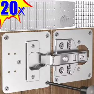 20pcs Set Stainless Steel Hinge Plate Kits Cabinet Drawer Repair Brackets Household Hardware
