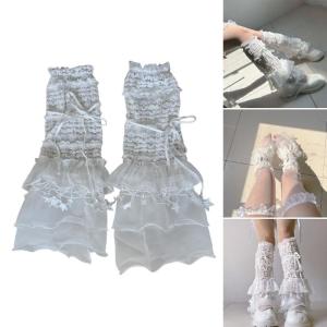 Womens Tiered Ruffle Lace Leg Warmer Sweet Knee Highs Leg Socks Princess Sheer Leg Warmer Summer Thin Leg Sleeves Gift