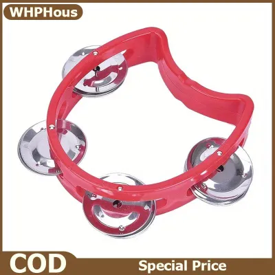 WHPHous 1pc Plastic Percussion Tambourine For Adults Hand Tambourine Musical Instrument 4 Bells On ABS Tambourine Musical Rhythm Instrum
