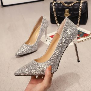 French Girl High Heels Crystal Sequin Temperament Wedding Shoes Bridal Shoes Stiletto Pointed Toe Shoes Women