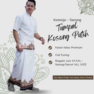 Setelan Koko + Sarung Batik Lengan Pendek Fashion Muslim Pria Terbaru Bahan Katun Premium TPLKSG