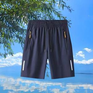 Mens Ice Silk Dryfit Shorts 3-PCS - Zipper Pocket Quick Dry Loose Fit | Perfect for Sports Beach & Daily Wear Plus Size