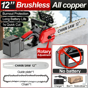【12 inches】Cordless Electric Chainsaw 888VF Mini Chainsaw Pure copper motor Cordless Chainsaw Durable&Powerful cutting Easily cut wood Handheld Chainsaw Portable chainsaw