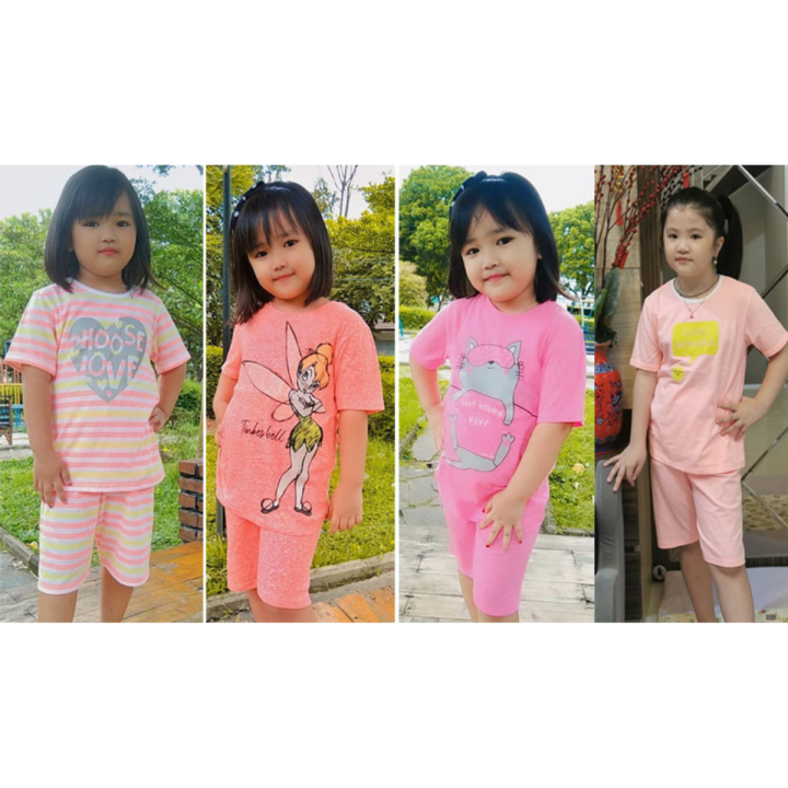 setelan baju tidur anak lengan pendek print