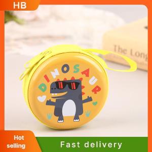 HB Lovely Dinosaur Round Coin Purses Cute Print Wallet Zipper Change Purse For Boys Girls Earphones Storage Pouch