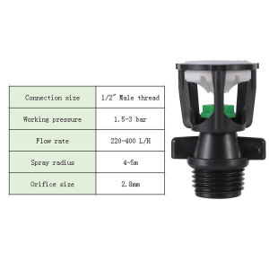 AumoPro 2Pcs/1set 1/2" Male Thread Rotating Scattering Sprinklers Mini Wobbler Irrigation Spray Nozzle Garden Lawn Farmland 360° Watering Nozzles Irrigation Garden Agriculture Ground Plug