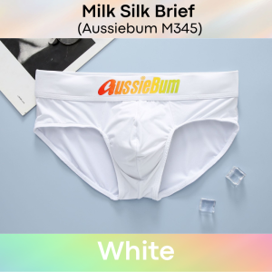 Mens Brief : Milk Silk Brief with Double Layer Front Pouch (Aussiebum M345)