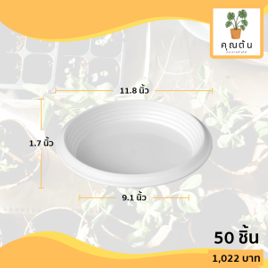 จานรองกระถางต้นไม้ กระถาง กระถางต้นไม้ เบอร์ 12 นิ้ว สีขาว 50 ใบ ชิ้น อัน