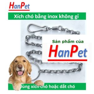 Dây xích inox +vòng cổ cho chó mèo 4 size