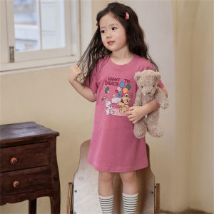 Beryl kids🌸ชุดเดรสเด็กผู้หญิง แฟชั่น🎀กระโปรงแขนสั้นลายการ์ตูนน่ารัก สไตล์เกาหลี ลำลอง ฤดูร้อน รุ่นใหม่