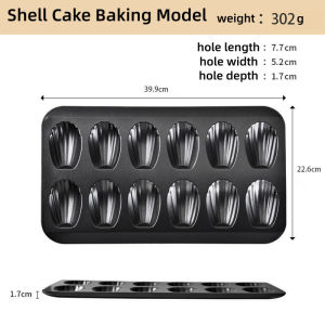 12Cavity Shell Shaped Baking Pan Food Grade Carbon Steel Non Stick Cake Dessert Baking Bakeware Tool