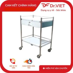 Xe Đẩy Inox Đức Cường 40x60 2 Tầng Có Hộc – Tiện Ích Đa Năng Chất Lượng Vượt Trội – DCG35