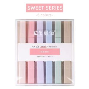 6PCS/Set Soft Head Highlighter Pastel Eye Care Marker Student Pen School Office Supplies Stationery highlighter pen set