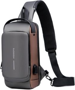 Sling Backpack USB Anti-Theft Mens Chest Bag Casual Shoulder Bag Crossbody Daypack