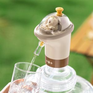 ZYJC MALL One-button Switch Barreled Water Pump Cartoon USB Rechrgable Electric Water Dispenser Portable Automatic Water Bottle Pump Travel