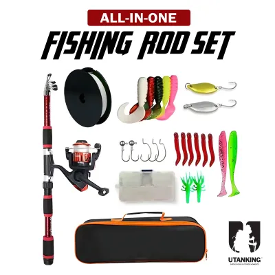 UtanKing™ Complete Fishing Rod Set Joran Pancing Combo Full Kit Beginner Friendly Fishing Reel Lures