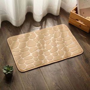 Bathroom Doormat anti slip 3D Bathroom Floor Mat Kitchen Mat bsorbent Quick Dry Non Slip Cobblestone Form Carpeting Bathroom Carpet Absorbent Bathroom Rug Mat for Kitchen Size 60 X 40cm