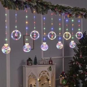 [TẶNG DÂY LED 5M] Đèn Mành Noel Treo Thả Hình Vòng Bóng Tròn Trang Trí Giáng Sinh Cây Thông 3 Mét - 220V