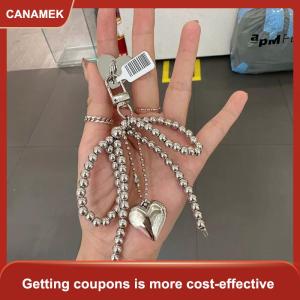 【CANAMEK】 Tinh Tế Đính Cườm Móc Chìa Khóa Handmade Ngọc Trai Bow Hình Mặt Dây Chuyền Keyring Tim Keychain Trang Trí Ngọc Trai Trang Trí Cho Túi Xách Điện Thoại