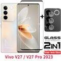 2023 Vivo V40 V30e V30 V27 V29 5G Film 2 in 1 Screen Protector For Vivo V27 V 27 VivoV27 V27Pro V27E 27V Pro 5G 2023 Full Cover Tempered Glass Front Film Back Lens. 