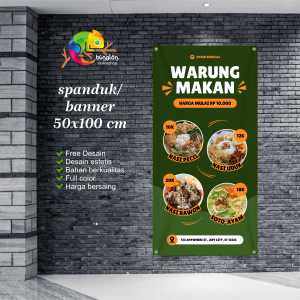 Cetak Spanduk Banner Hijau dan Oranye Sederhana  Promosi Menu Warung Makan