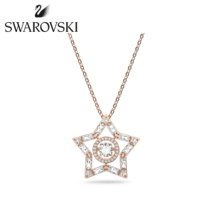 SWAROVSKI Luxury Stella mixed cut rose gold star diamond pendant necklace S925 sterling silver womens fashion necklace