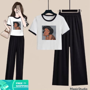 One Set Crop Ringer Tee Waiting You Baju Plus Celana 1 Set