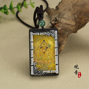 Vintage Ebony Wood Tibetan Thangka Wealth God Buddha Pendant Necklace Temple Ornament Sweater Chain Accessory Ebony Tibetan Tangka God of Wealth Buddha Statue Peace Pendant Necklace Scenic Spot Temple Jewelry Accessories Sweater Chain.AutoMaxion