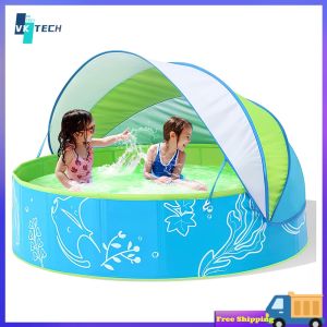 [ VKTECH ] Childrens Pool with Shade Canopy for Indoor Outdoor Water Activities Collapsible and Portable