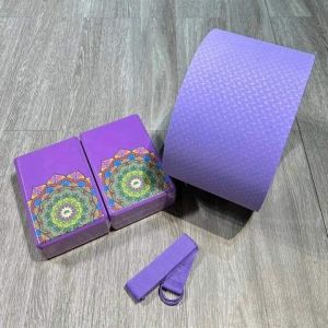 Combo vòng yoga bản to 20cm gạch tập yoga  dây hỗ trợ tập yoga