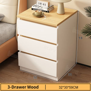 【 Marilao Stock 】Bedside Table With Drawers Wood 32cm 2 Layers Mordern Design Simple Storage Cabinet Bedroom Hotel Rooms Rented House Small Bedside Cabinet