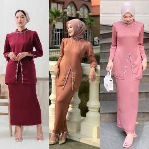New Eliza Baju Kurung Malaya Terbaru Bridesmaid Satin Premium Baju Pesta Wanita