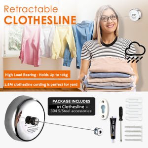 🇸🇬 (2.8M Length) Retractable Clothesline 304 Stainless Steel / Clothes Dryer with Adjustable Stainless Steel Rope