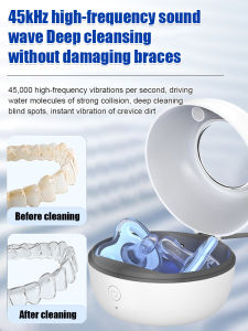 Ultrasonic Denture Cleaner with UVC Sanitizer/Portable Denture Case with UV Light/Travel-Sized Ultrasonic Cleaner for Dentures/Efficient Ultrasonic Cleaner for Dentures