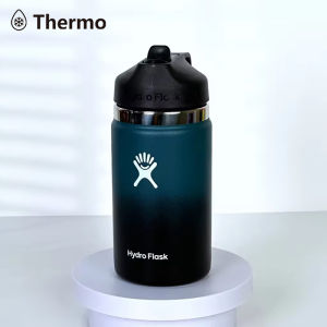 Water Bottle Kids 12oz Vacuum Flask Wide Mouth  Straw Cover Handle Insulation Hot and Cold