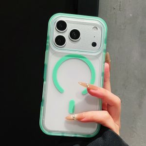 For Magsafe Magnetic Candy Color Case For iPhone 17 16 15 14 13 Pro Max Matte Clear Anti-slip Bumper Shockproof Frosted Cover