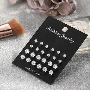 12 Pair/Lot White Shiny Wedding Stud Earrings Set for Women Men Crystal Jewelry Accessories Oorbellen Jewelry Earrings