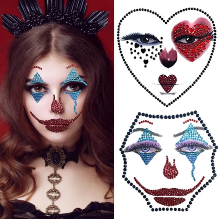 TIMIA Shiny Face Rhinestone Sticker Colorful 3D Resin Halloween Fake ...