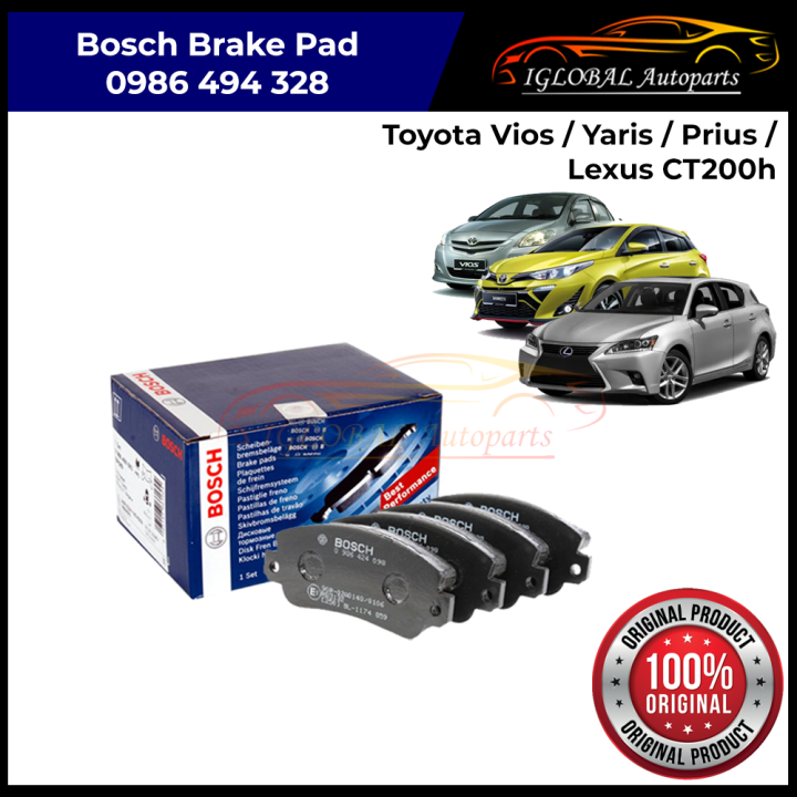 Bosch Rear Brake Pad 0986494328 for Toyota Vios, Yaris, Prius / Lexus ...