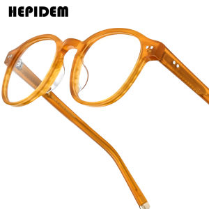 HEPIDEM Acetate Glasses Frame Men 2025 New Vintage Retro Square Eyeglasses Women Fashion Famous Brand Designer Nerd Spectacles Japan Korea Style Optical Eyewear 9404