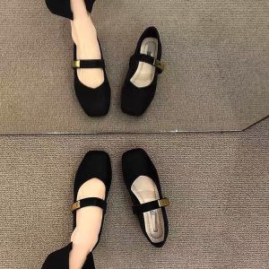 Free Shipping Square-Toe Retro Small Fragrant Flat Shoes For Women 2026 Autumn New Collection Gentle Shallow-Mouth Design Perfect With Dresses